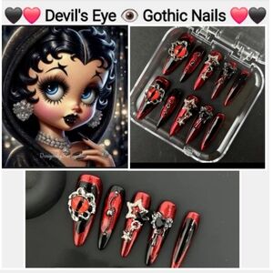 1 set of 10 Pure Handmade Heavy-duty Customized Model Devil's Eyes Gothic Nails
